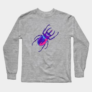 Violet and pink rhinoceros beetle illustration Long Sleeve T-Shirt